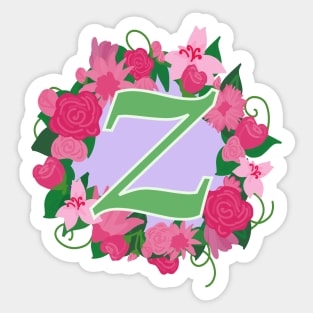 Monogram Z, Personalized Floral InitiaI Sticker